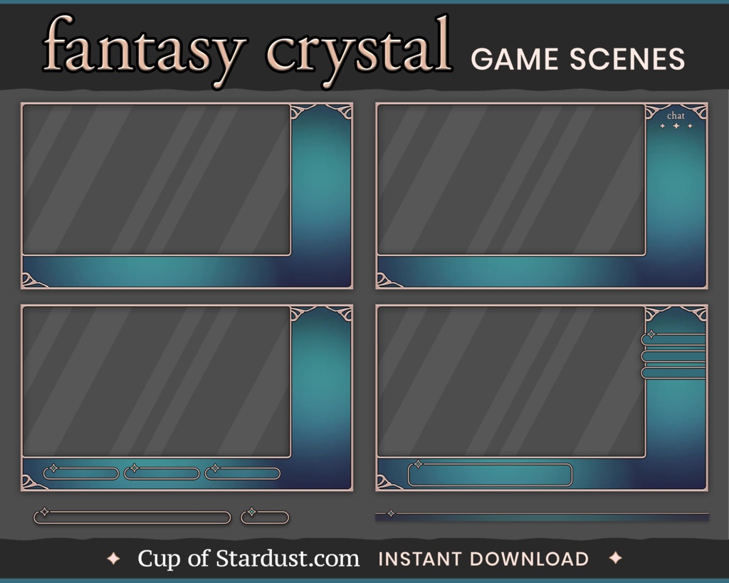クリスタルファンタジー配信素材キット|豪華なTwitchオーバーレイ・VTuber背景・開始動画付き