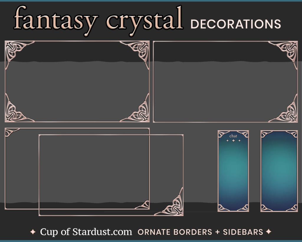 クリスタルファンタジー配信素材キット|豪華なTwitchオーバーレイ・VTuber背景・開始動画付き