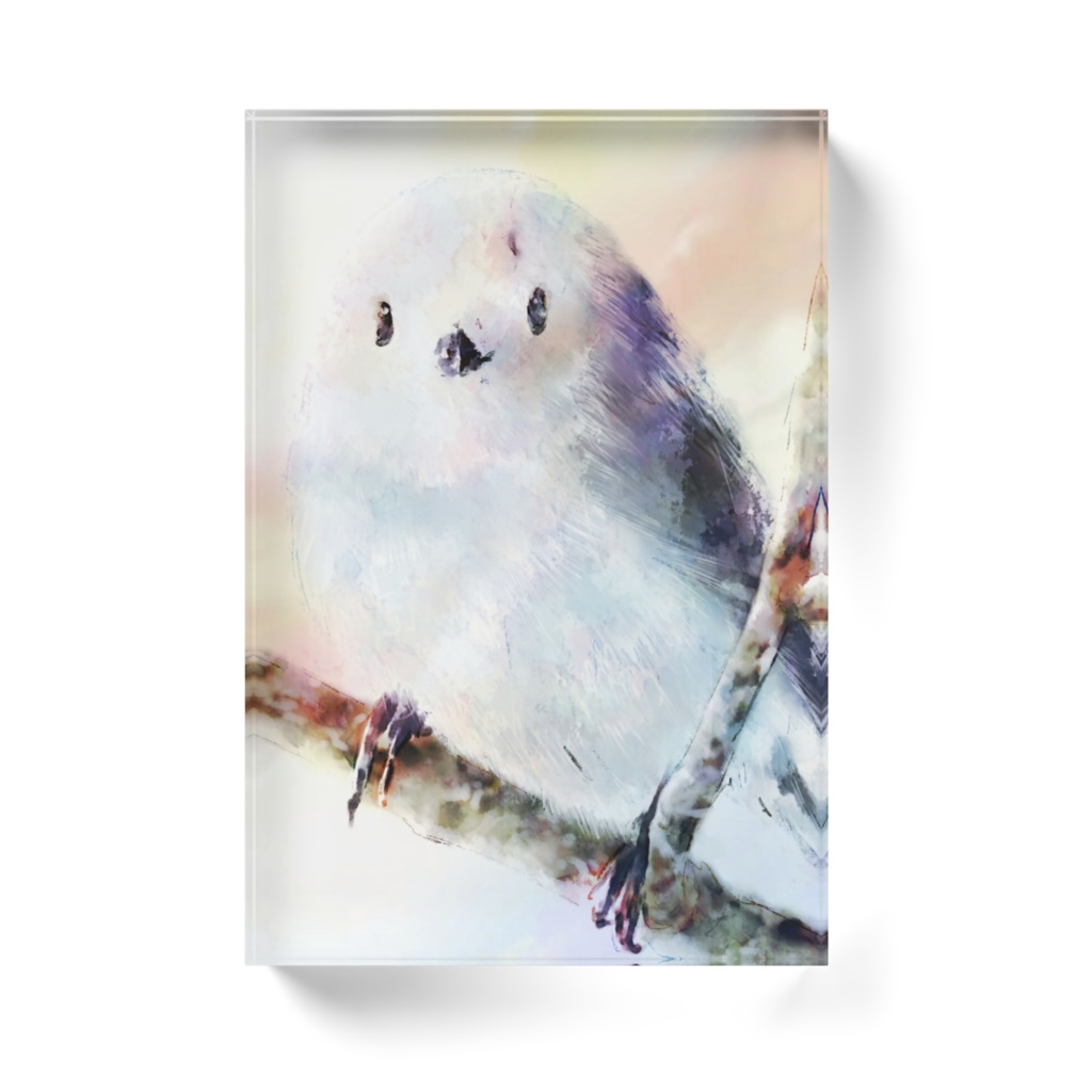 シマエナガのアクリルブロック(長方形)