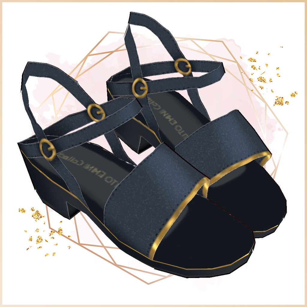 【無料サンプルあり】Vroid用ストラップサンダル / 黒