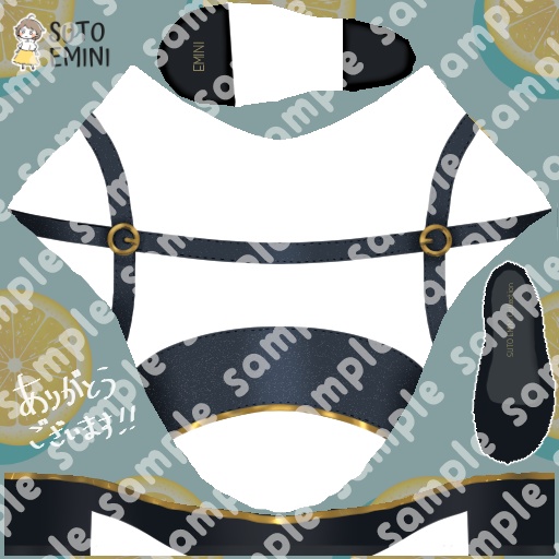 【無料サンプルあり】Vroid用ストラップサンダル / 黒