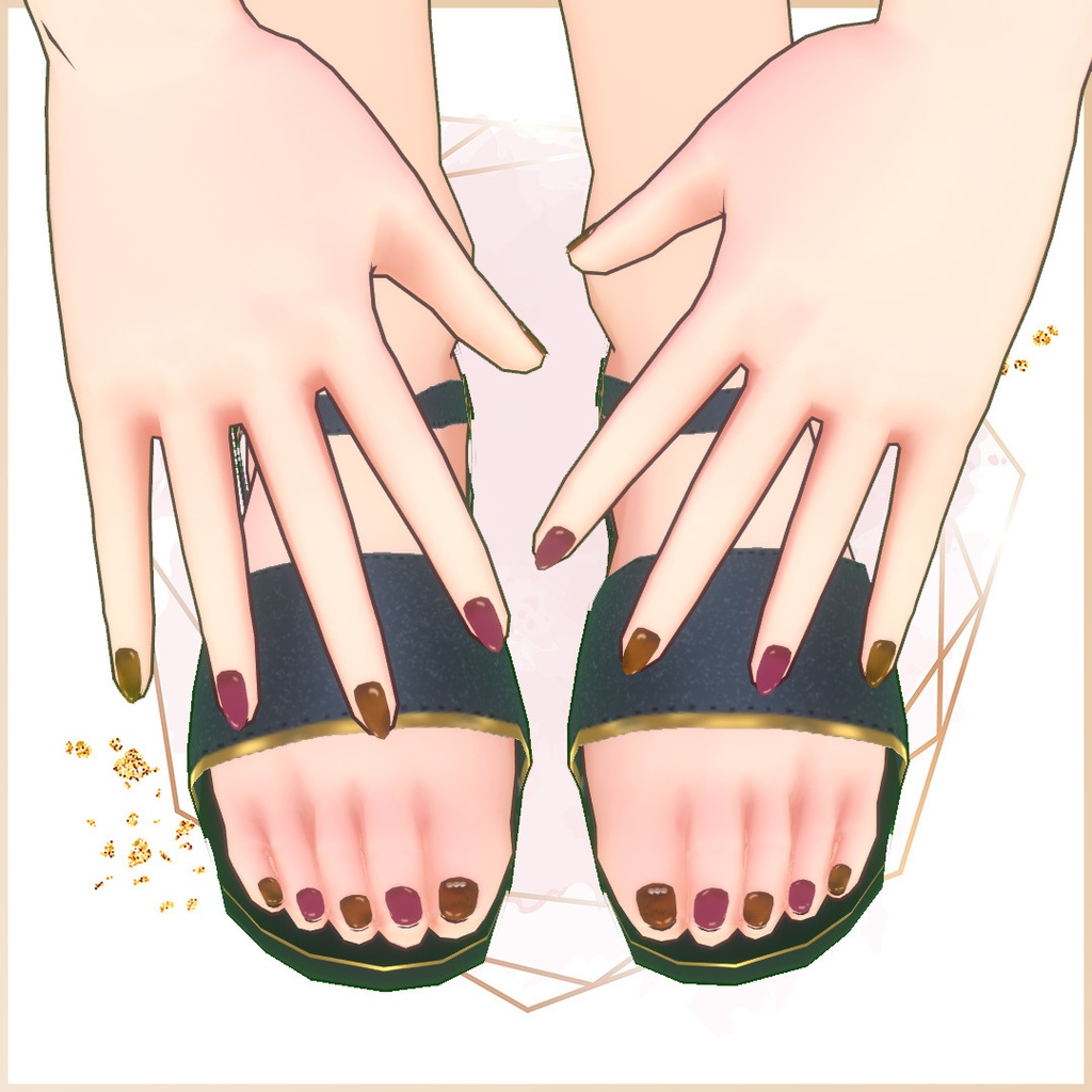 VRoid用べっこう柄ネイル 手足セット