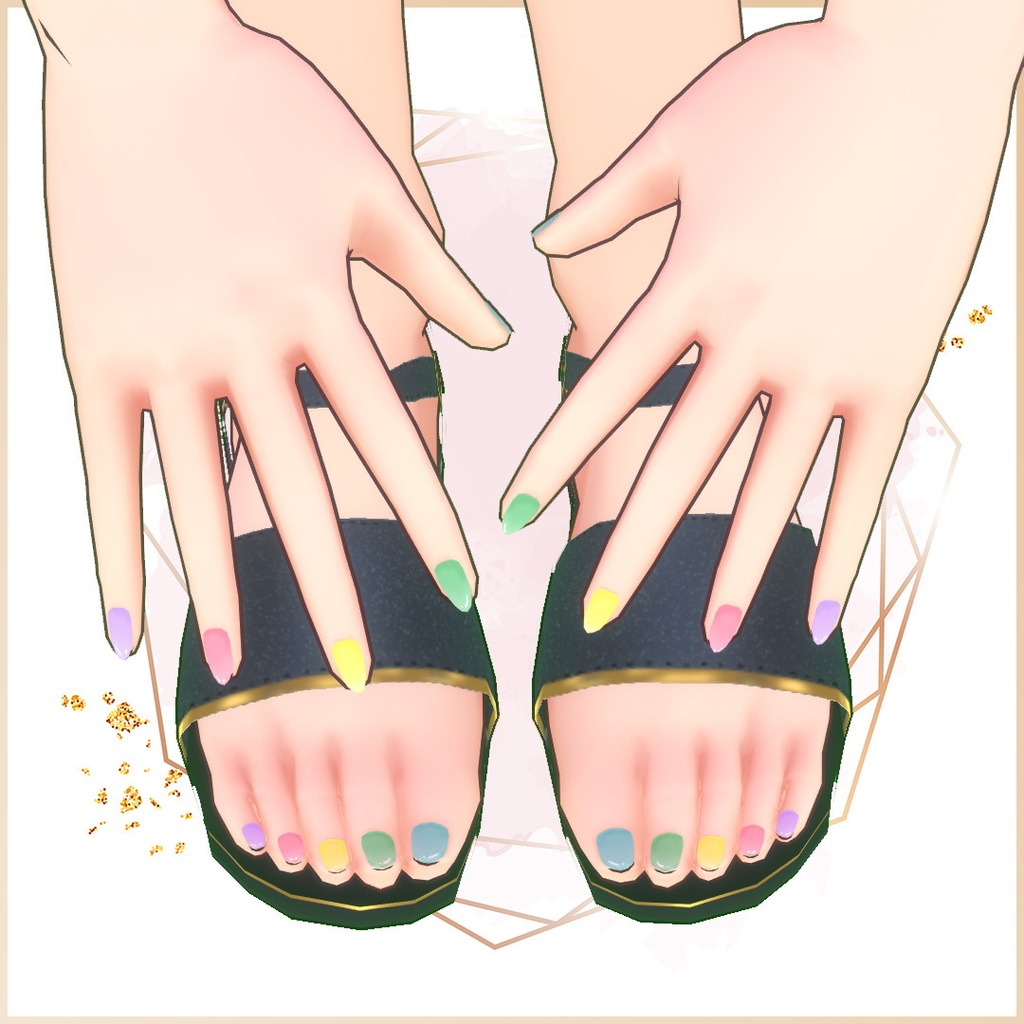 【無料配布】VRoid用パステルネイル 手足セット