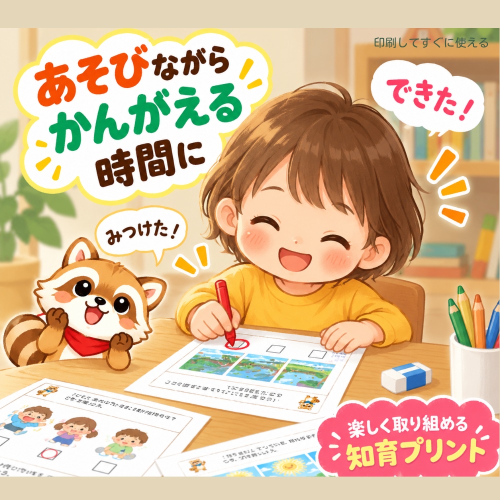 CAKA03 あらいぐまの チャレンジプリント「くうかんで かんがえよう」