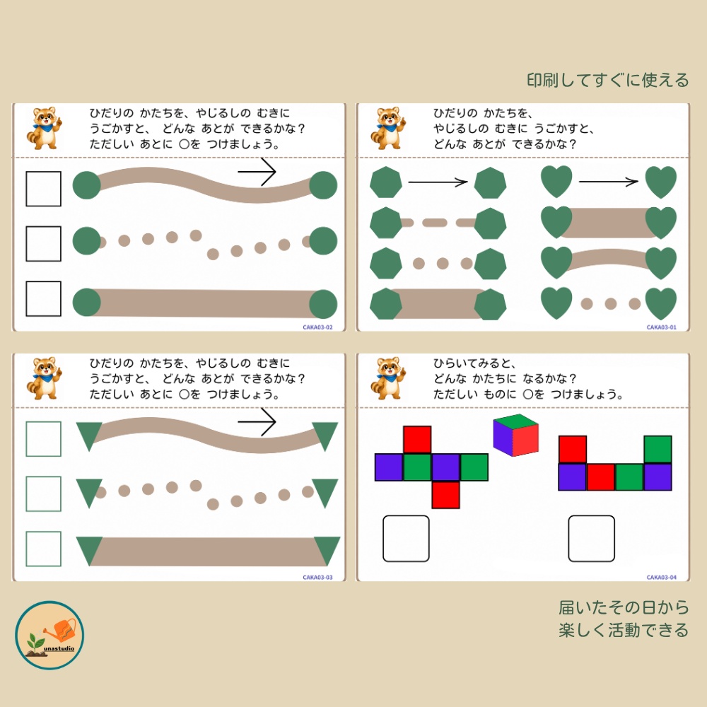 CAKA03 あらいぐまの チャレンジプリント「くうかんで かんがえよう」