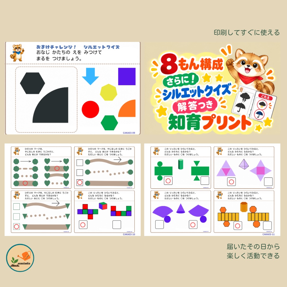 CAKA03 あらいぐまの チャレンジプリント「くうかんで かんがえよう」