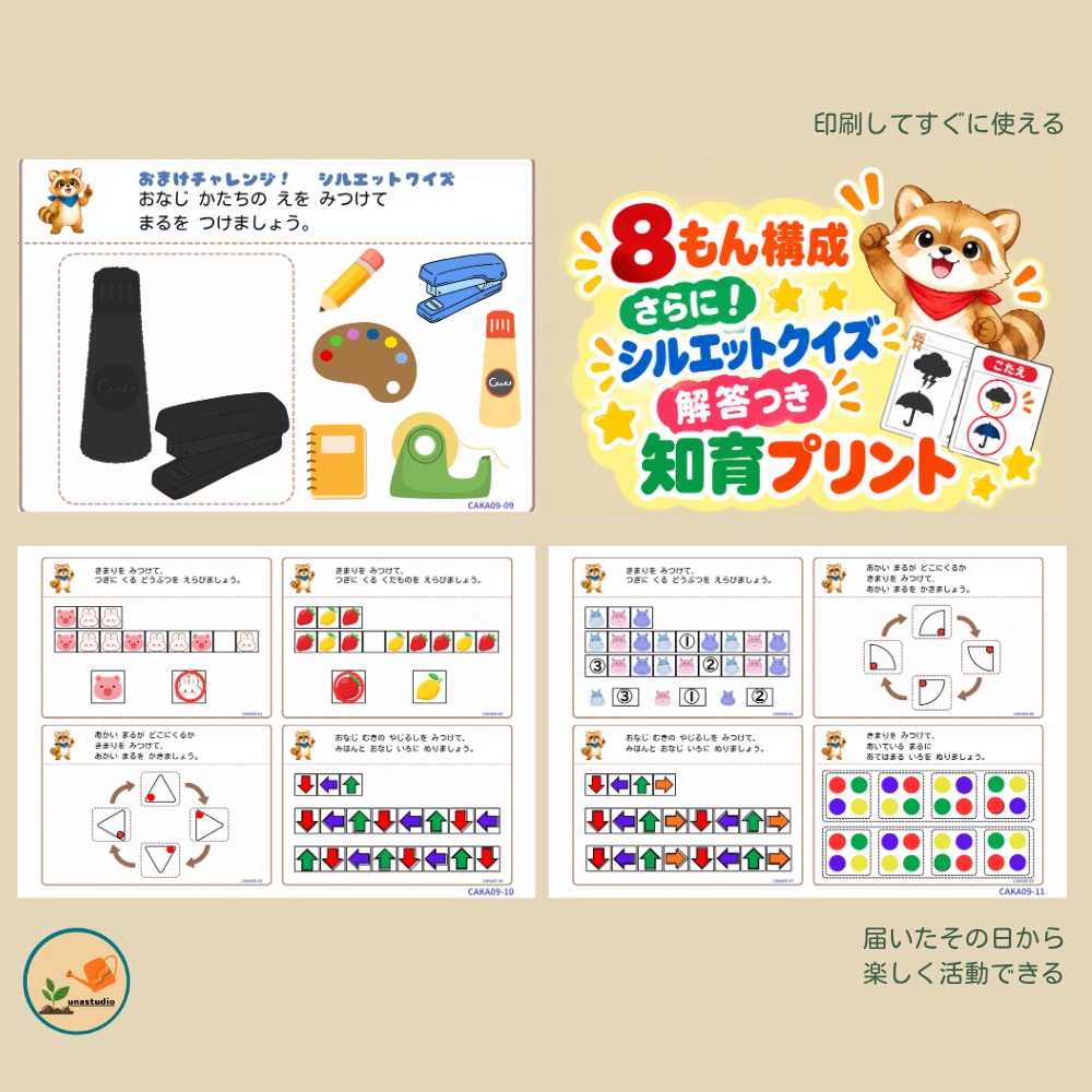 CAKA09 あらいぐまの チャレンジプリント「きまりを みつけよう」