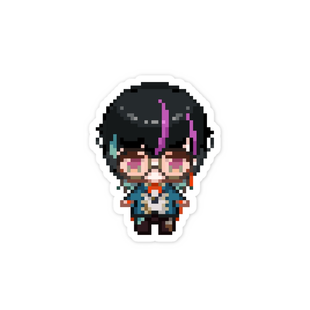 ドット絵チャイナ縫龍スマホステッカー