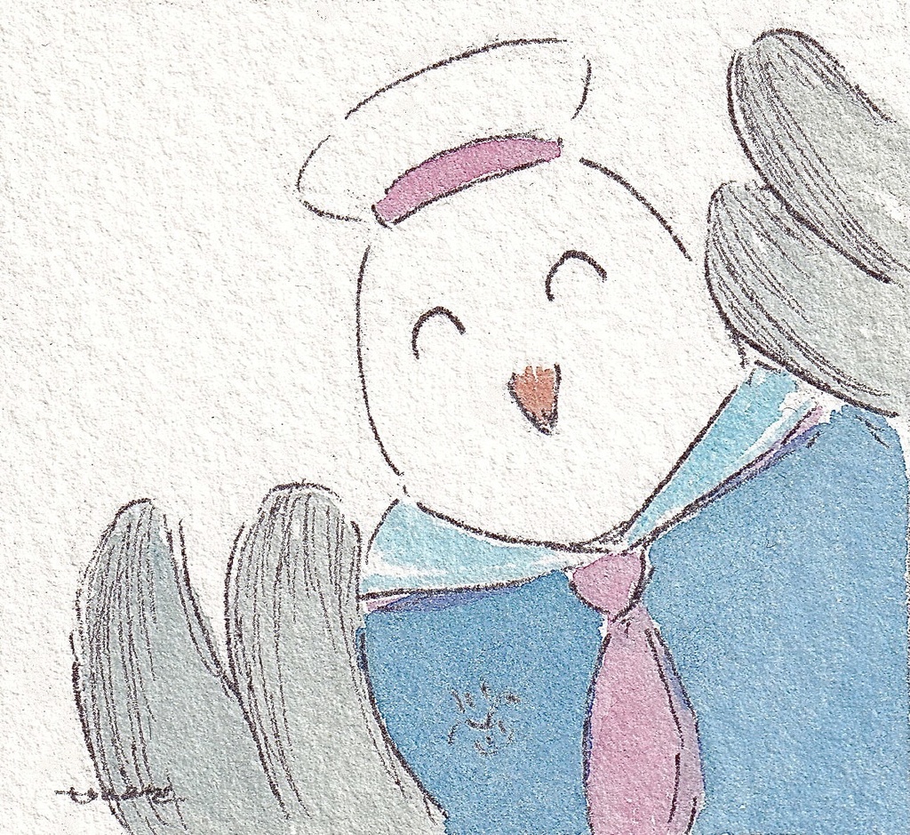 【ミニ額装原画】ピースな海軍ユリカモメ