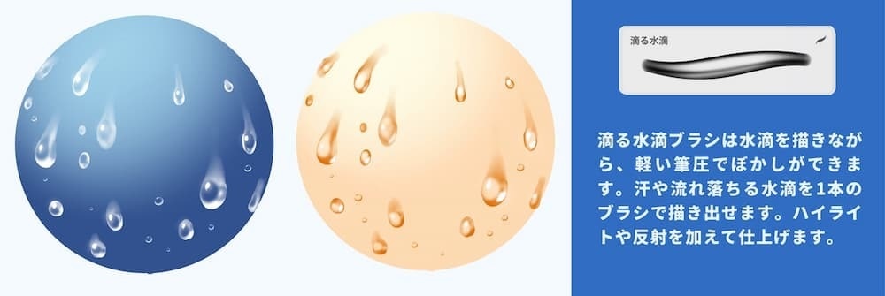 マンガスタイルの水滴ブラシ 4種類【procreate用】
