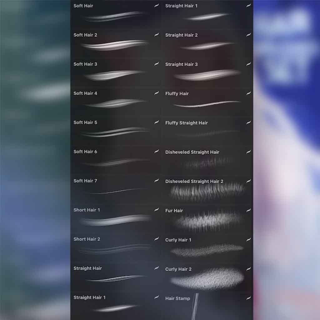 マンガ向けヘアスタイル用ブラシ 21種類【procreate用】