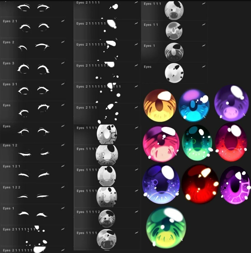 漫画かわいい大きな目のブラシ 30+10種類【procreate用】