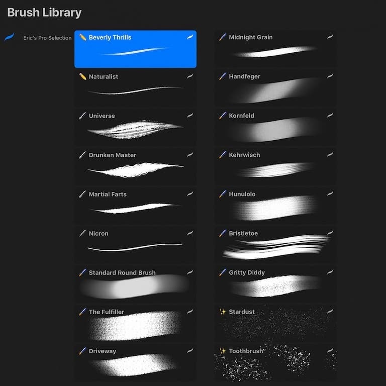 プロ仕様のブラシセット 18種類【procreate用】