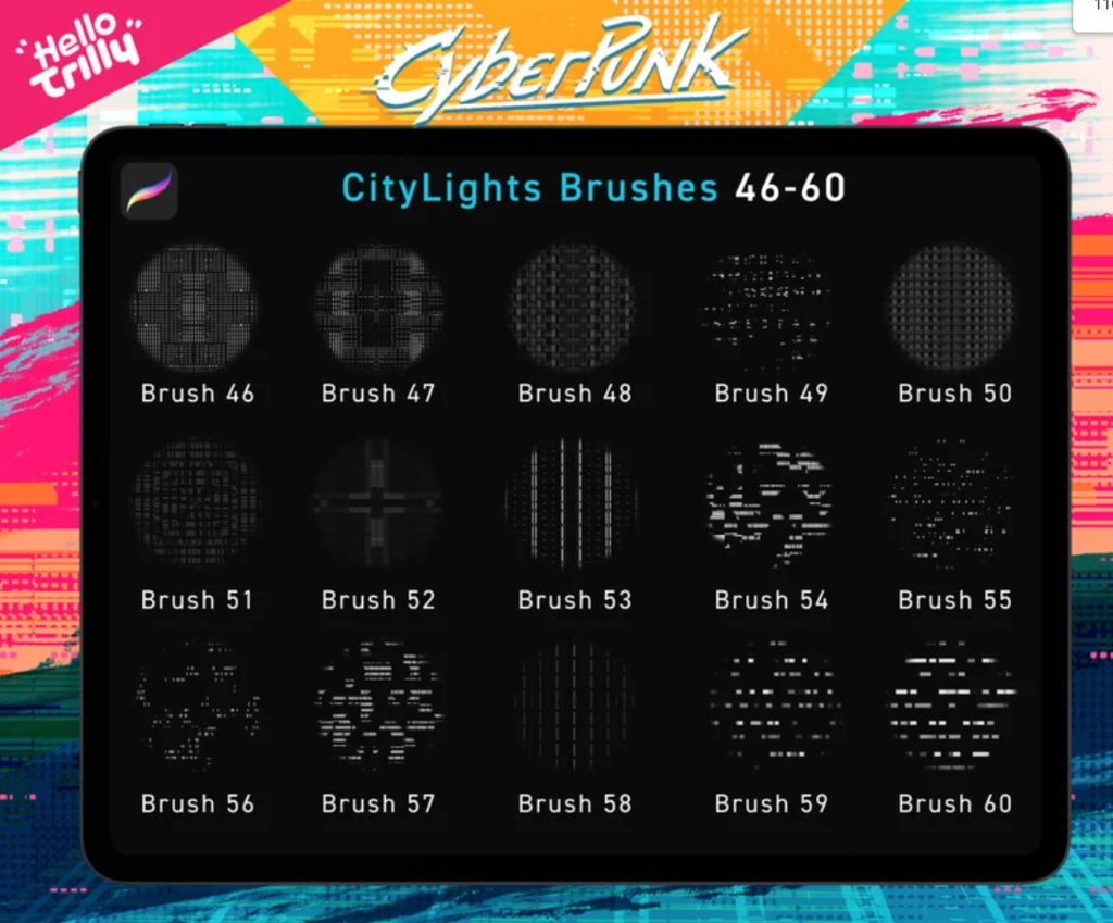 CyberPunk Procreate ブラシ - パック Ⅱ! 30種類【procreate用】