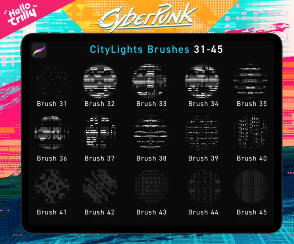 CyberPunk Procreate ブラシ - パック Ⅱ! 30種類【procreate用】