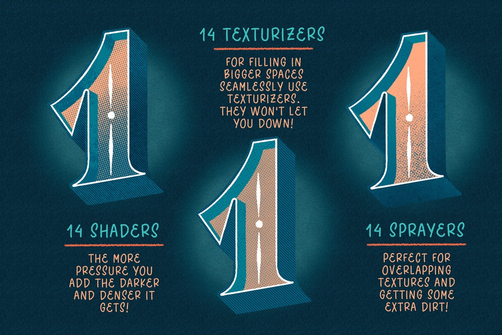 ダーティハーフトーンテクスチャブラシセット 42+5種類【procreate用】