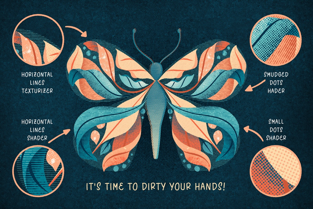 ダーティハーフトーンテクスチャブラシセット 42+5種類【procreate用】