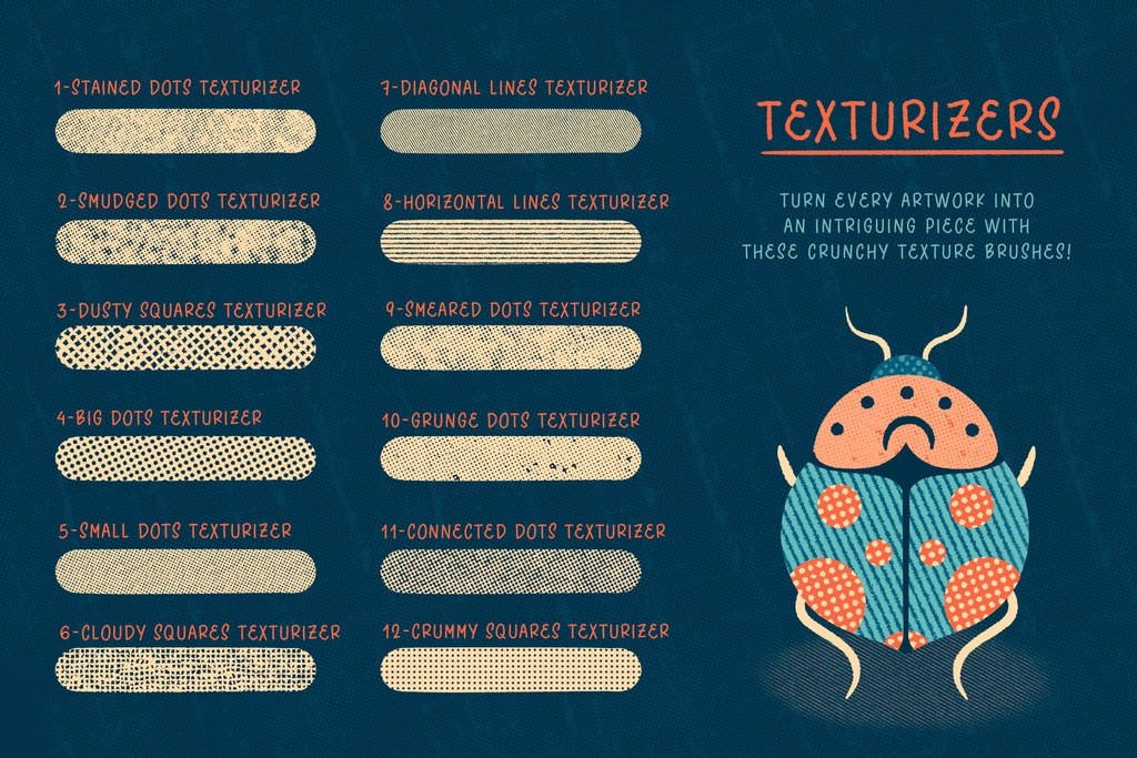 ダーティハーフトーンテクスチャブラシセット 42+5種類【procreate用】