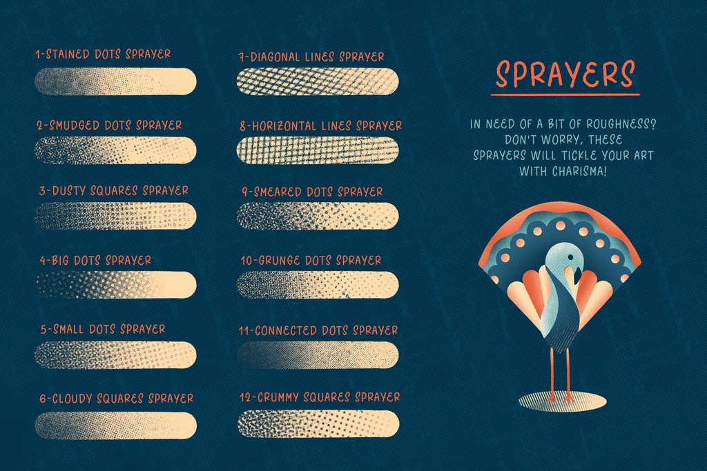 ダーティハーフトーンテクスチャブラシセット 42+5種類【procreate用】