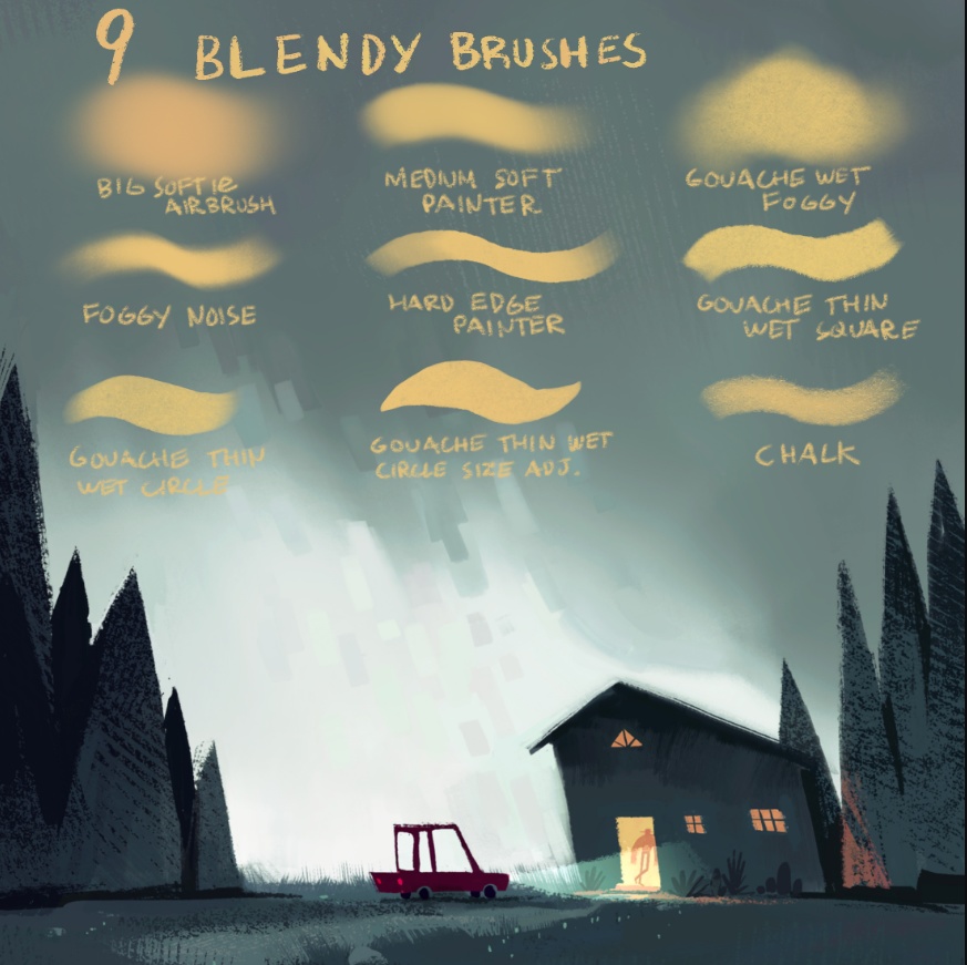 水彩抽象テクスチャ スケッチ ブラシ セット 22+15種類【procreate用】