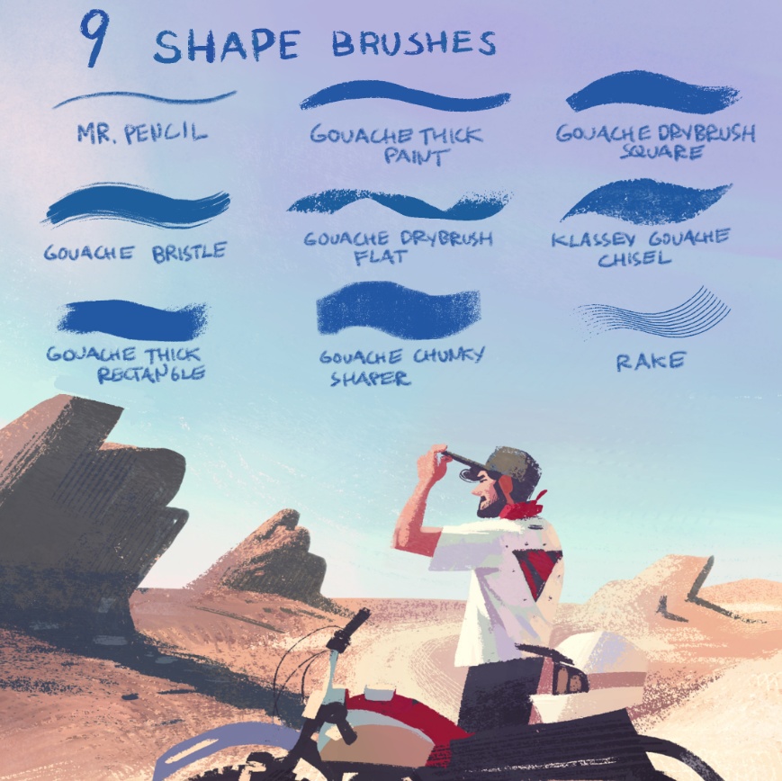 水彩抽象テクスチャ スケッチ ブラシ セット 22+15種類【procreate用】