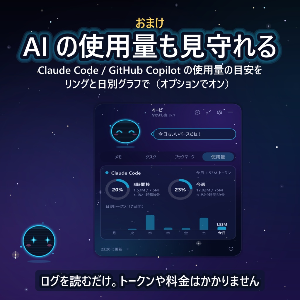 MyPerch 【外部通信一切なし/完全ローカル/メモ機能/TODO管理、ショートカットツール/デスクトップペット】