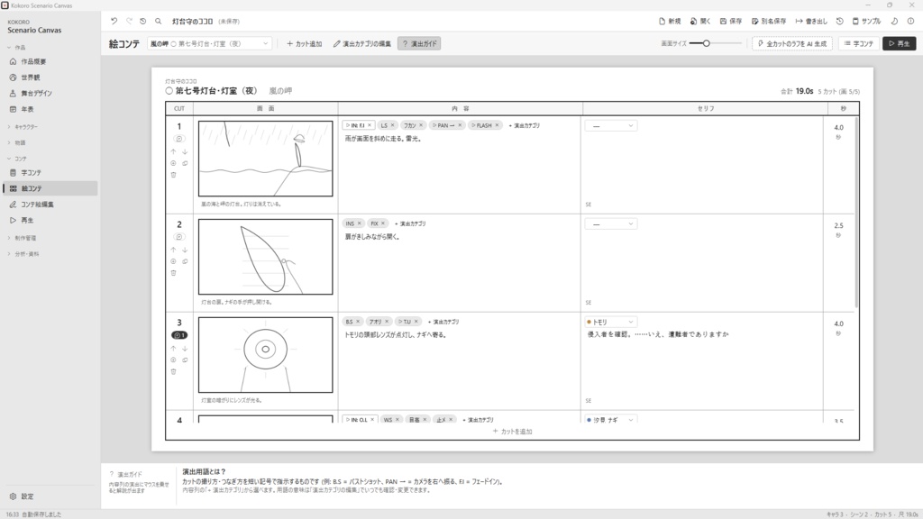 Kokoro Scenario Canvas プロトタイプ版 【外部通信一切なし/完全ローカル/物語/創作活動】