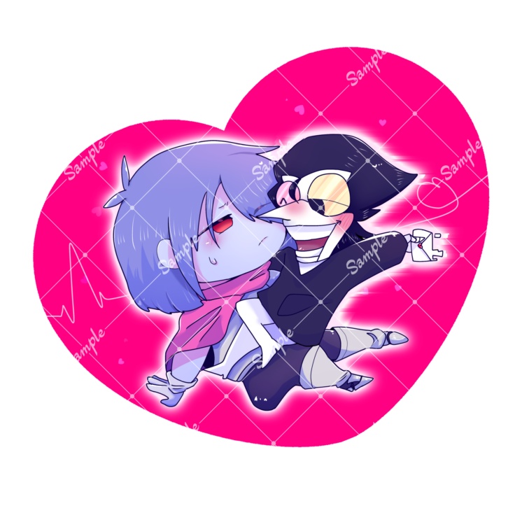 スパムトンとクリスのハート型アクリルキーホルダー