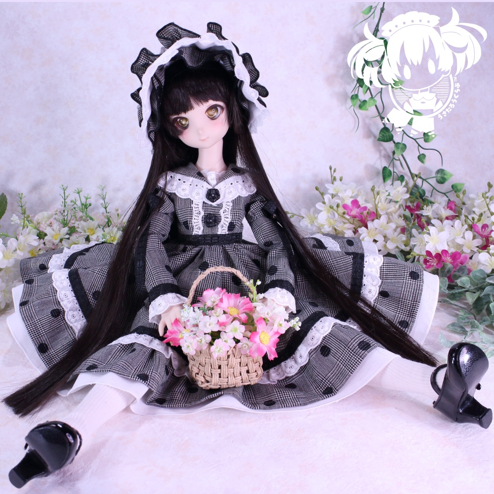 MDD S胸 お花摘みドット柄ワンピ