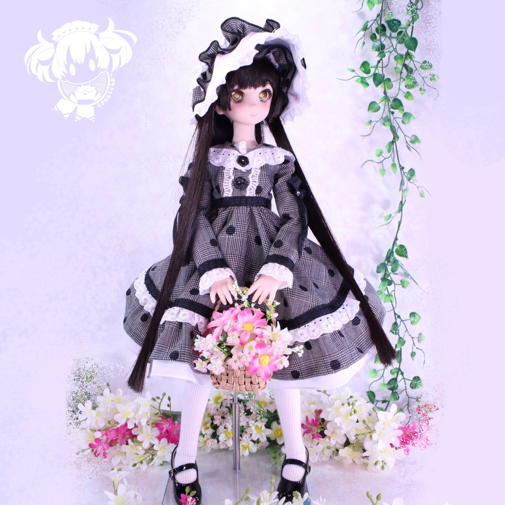 MDD S胸 お花摘みドット柄ワンピ