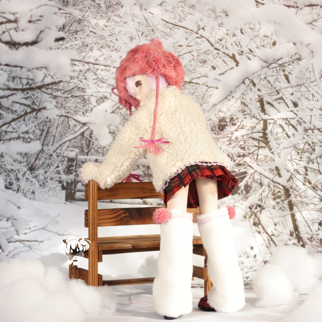 MDDサイズ ボアショートコート(ねこ)3点セット