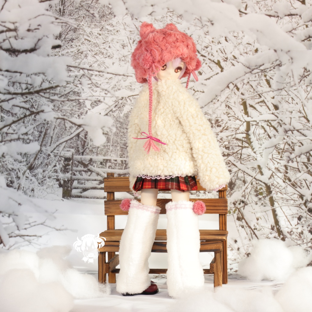 MDDサイズ ボアショートコート(ねこ)3点セット