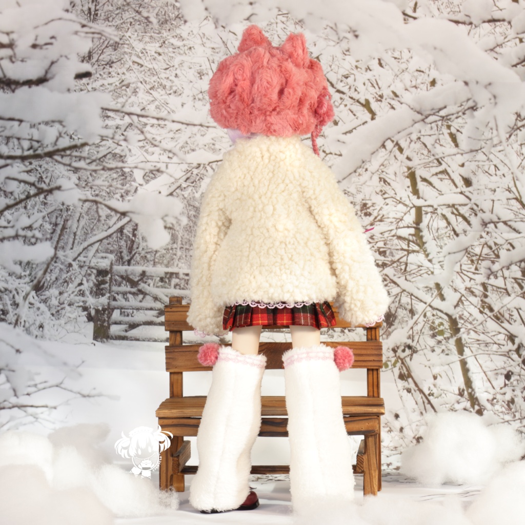 MDDサイズ ボアショートコート(ねこ)3点セット