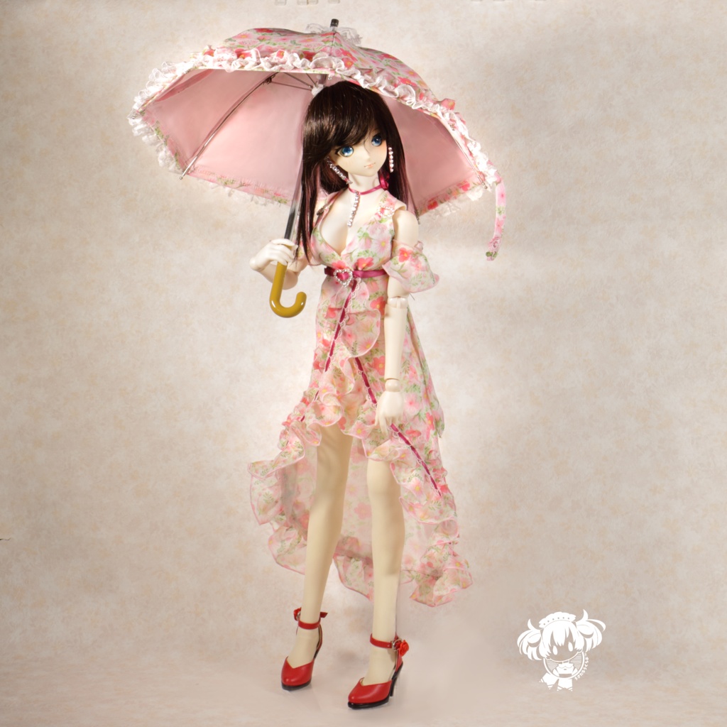 DD(S胸,M胸,L胸)日傘&お花柄ドレスセット