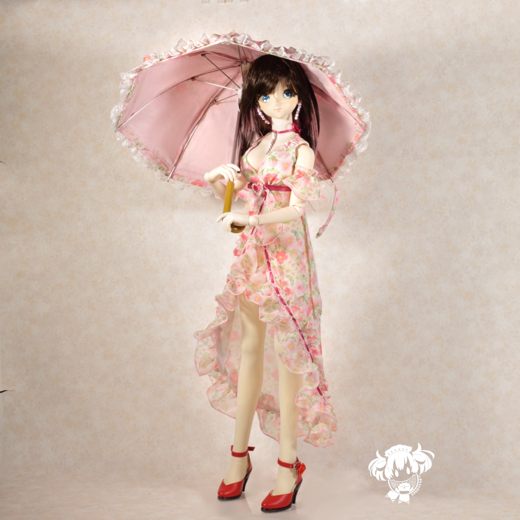 DD(S胸,M胸,L胸)日傘&お花柄ドレスセット