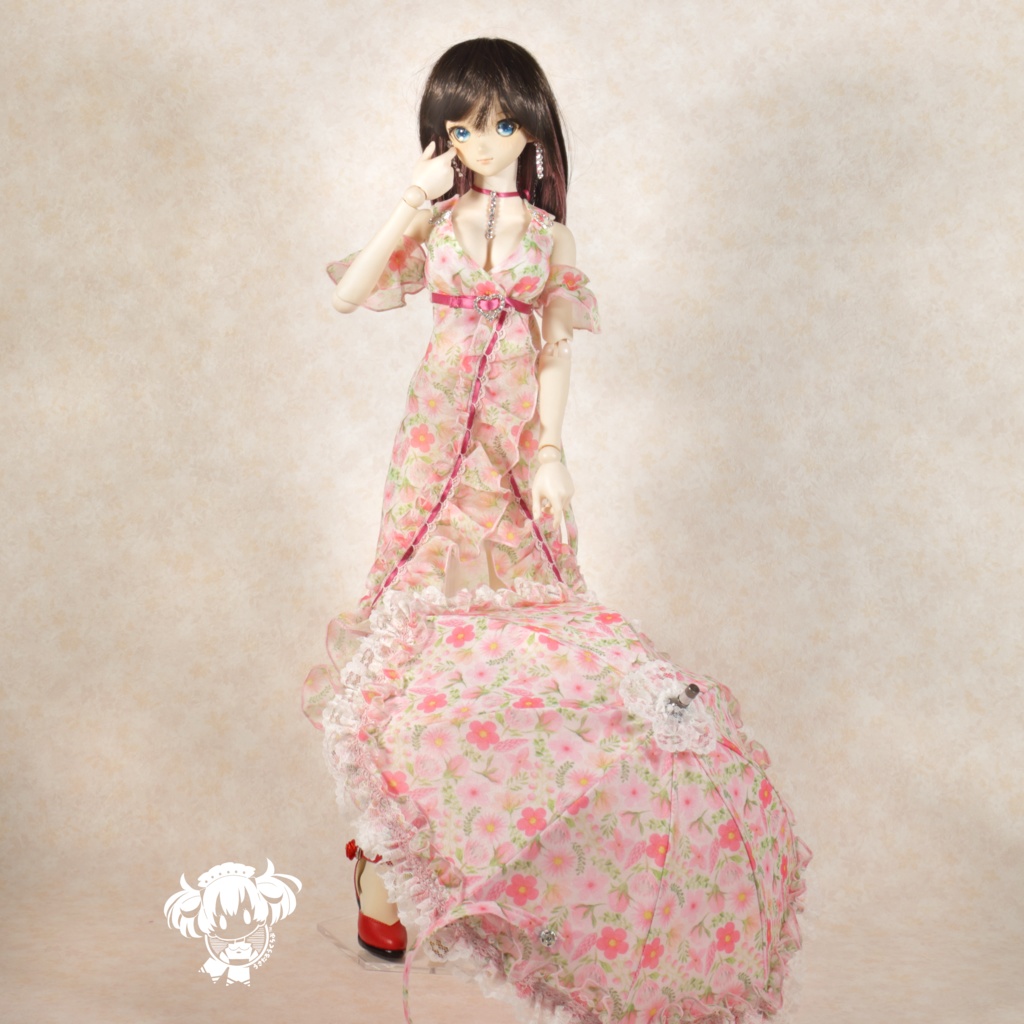 DD(S胸,M胸,L胸)日傘&お花柄ドレスセット