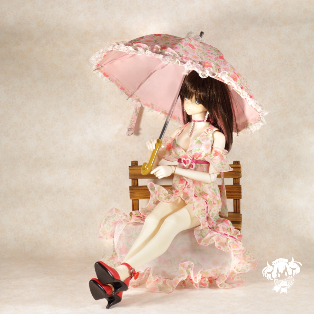 DD(S胸,M胸,L胸)日傘&お花柄ドレスセット