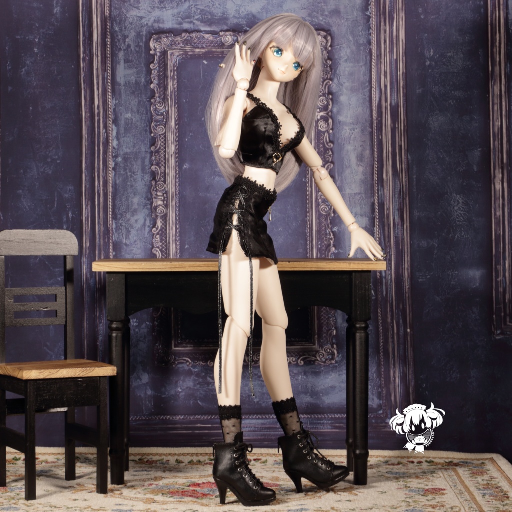 DD(S胸,M胸,L胸)サテンミニスカート&トップス・シアーオーバードレス(ピンク)