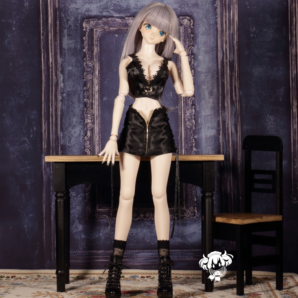 DD(S胸,M胸,L胸)サテンミニスカート&トップス・シアーオーバードレス(ピンク)