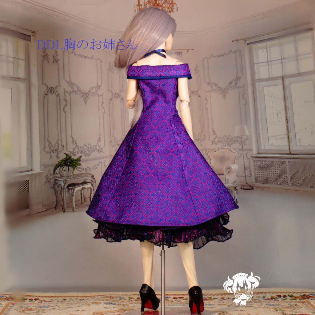 DD(S胸,M胸,L胸,dy胸)オフショルダー・オーロラプリーツフリルドレスセット