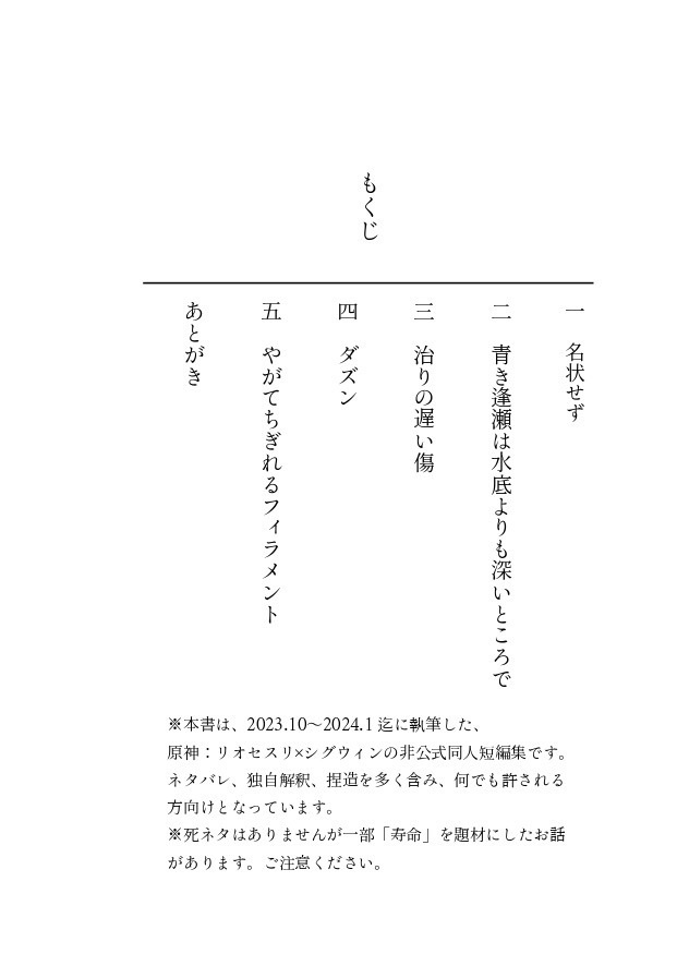 やがてちぎれるフィラメント(おまけ+コピー本付き)