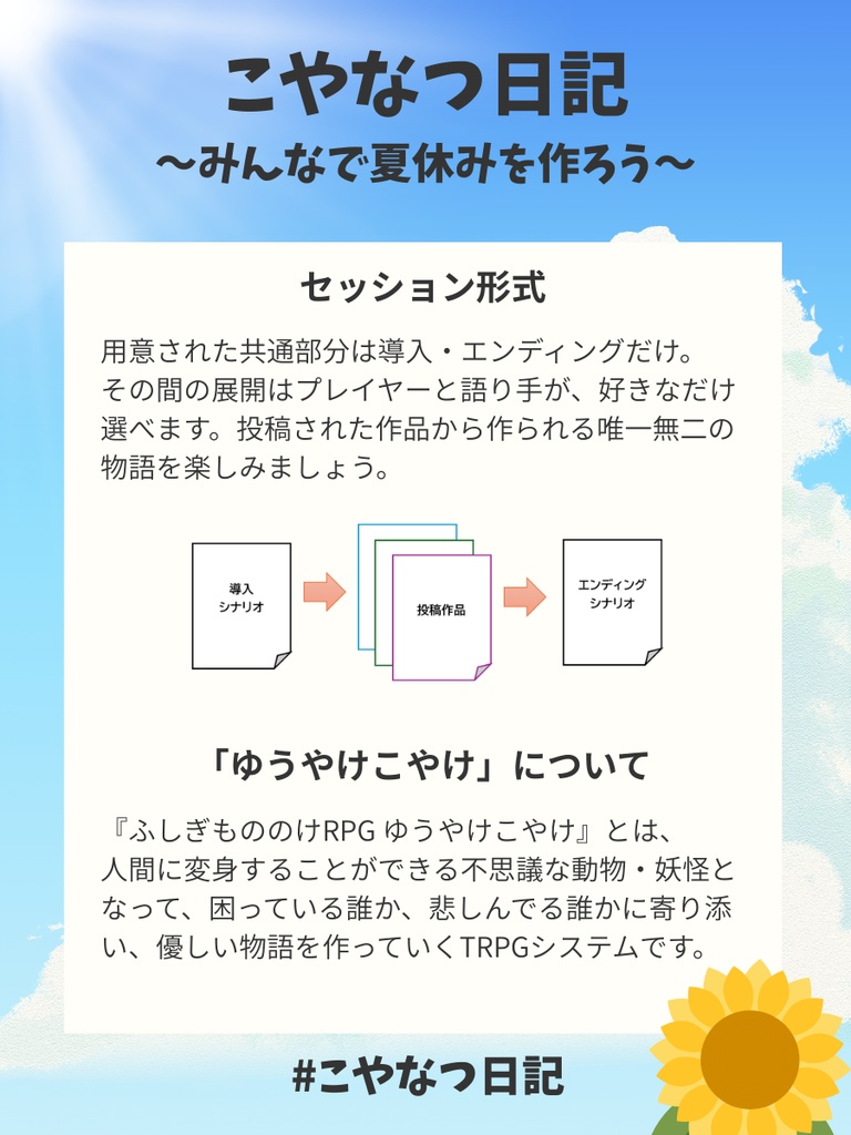 こやなつ日記~みんなで夏休みを作ろう~ ゆうこや二次創作シナリオ投稿企画