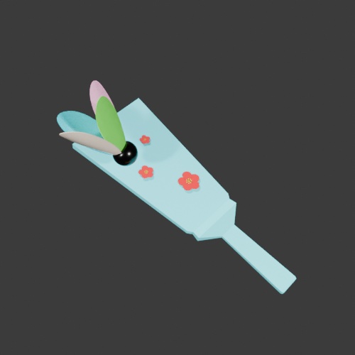 3CGモデル【NEWYEAR②】<羽子板・けん玉・コマ>