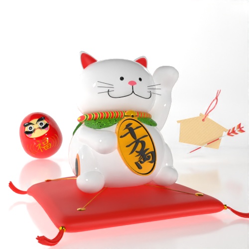 3CGモデル【NEWYEAR④】＜ダルマ・招き猫・絵馬＞