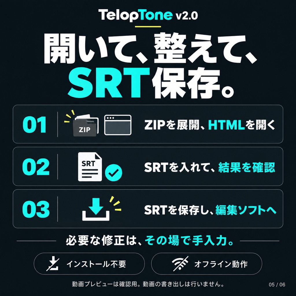 【SRT字幕整形】TelopTone v2.0|Premiere Proの字幕仕上げに【無料Liteあり】
