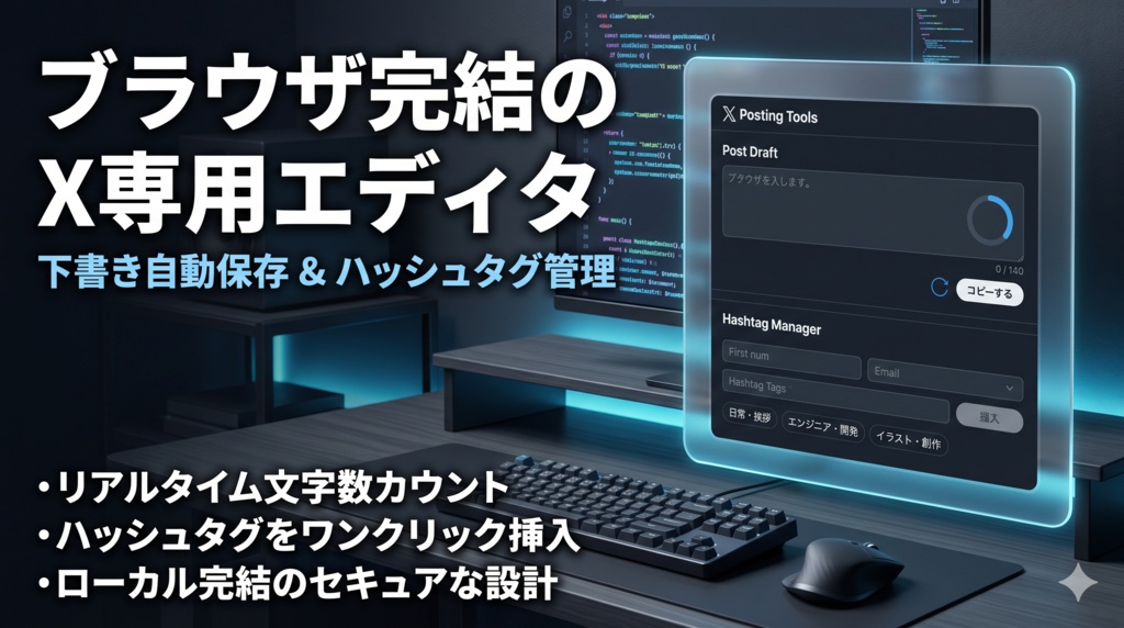 X投稿エディタ&ハッシュタグ管理ツール
