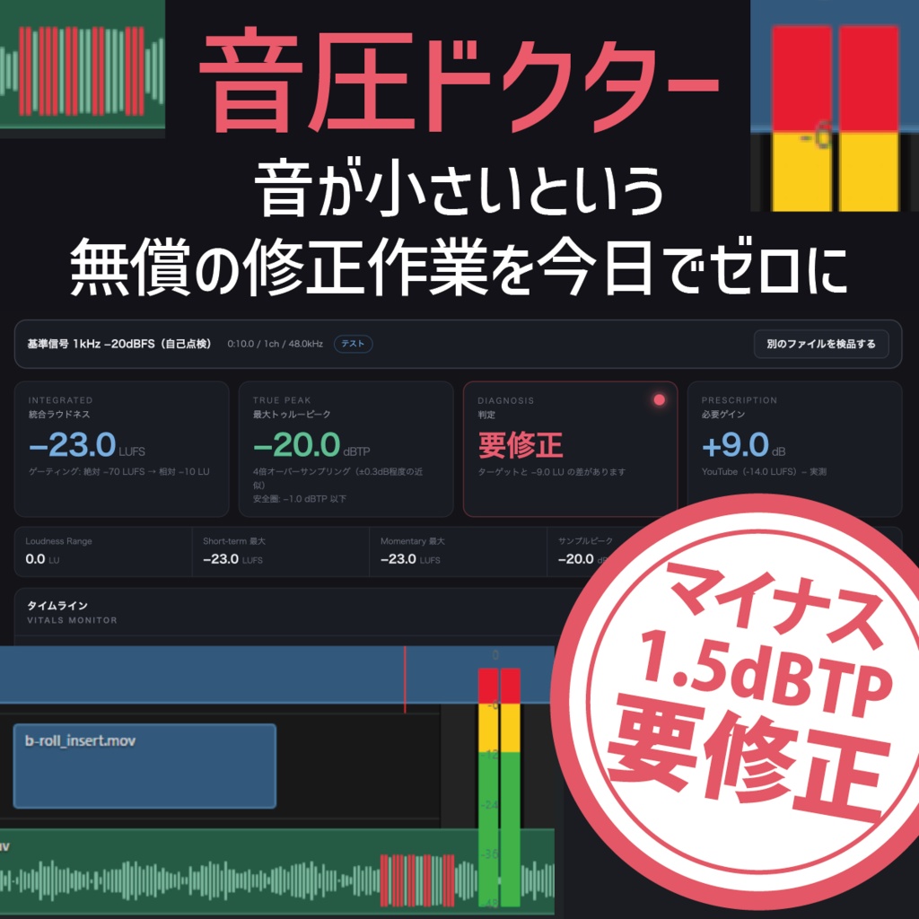 音圧ドクター  納品前ラウドネス＆音割れ検品