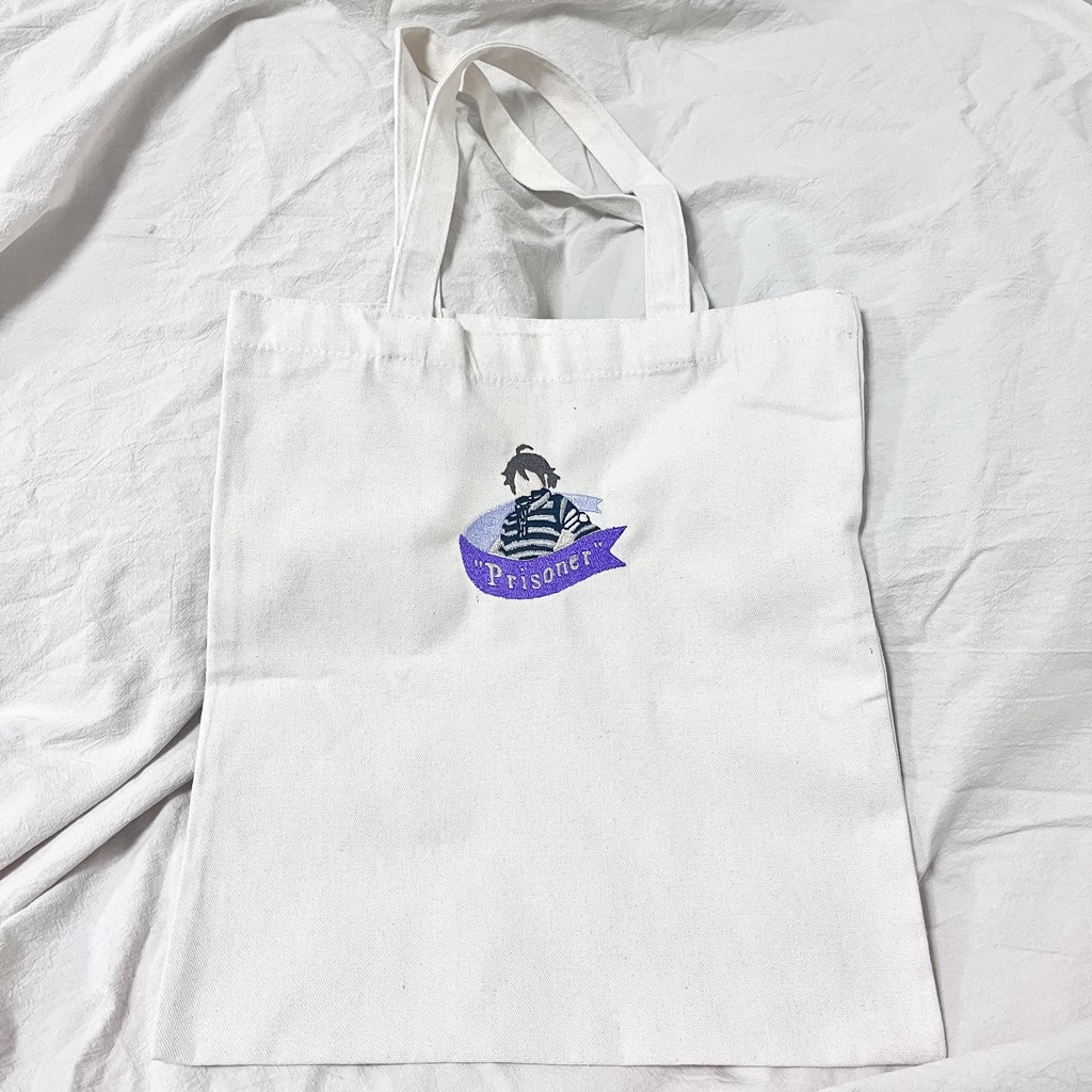 A4がすっぽり入る囚人刺繍トートバッグ