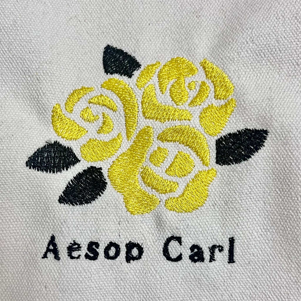 A4が入る納棺師黄色いバラ刺繍トートバッグ