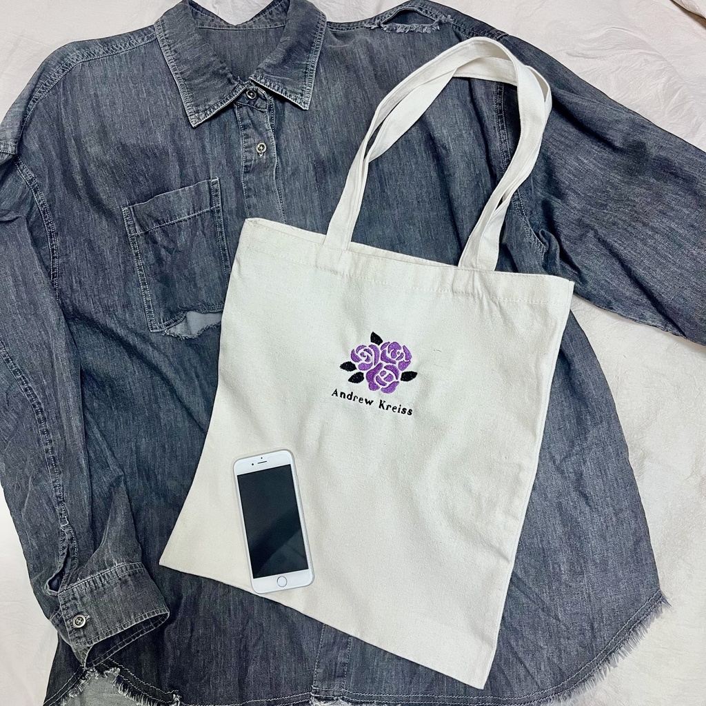 A4が入る墓守の紫のバラトートバッグ